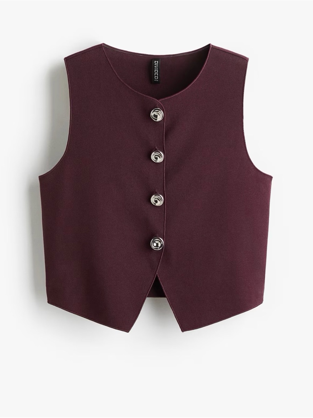 H&M Women's Burgundy Button-Front Crop Vest